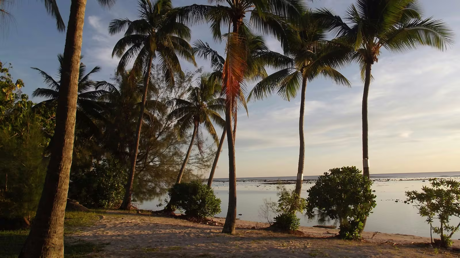 Rarotonga at sunset over the Pacific